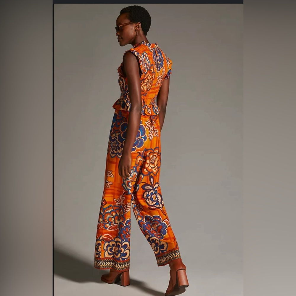NWT Farm Rio Smocked Wide-leg Jumpsuit Size Large